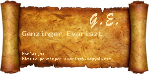Genzinger Evariszt névjegykártya
